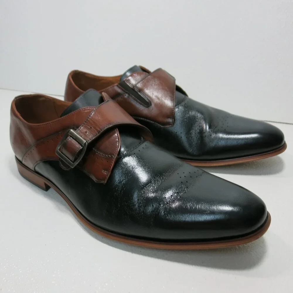 Stacy Adams Monk Strap Leather Dress Oxfords Formal Footwear Men's Shoes 15 M